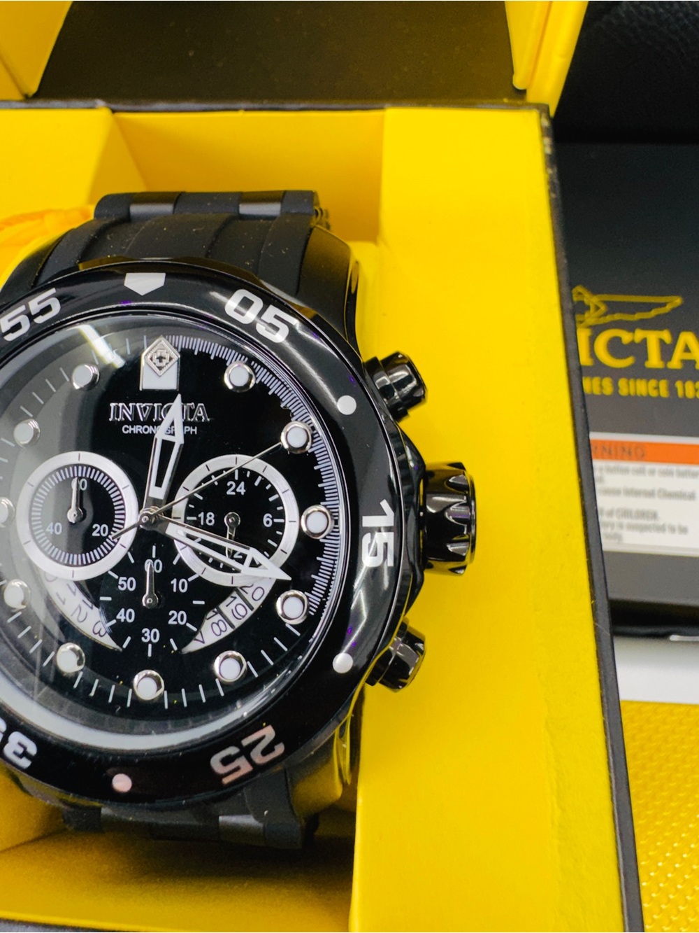 Invicta Black Chronograph Men's Watch with Silver Accents